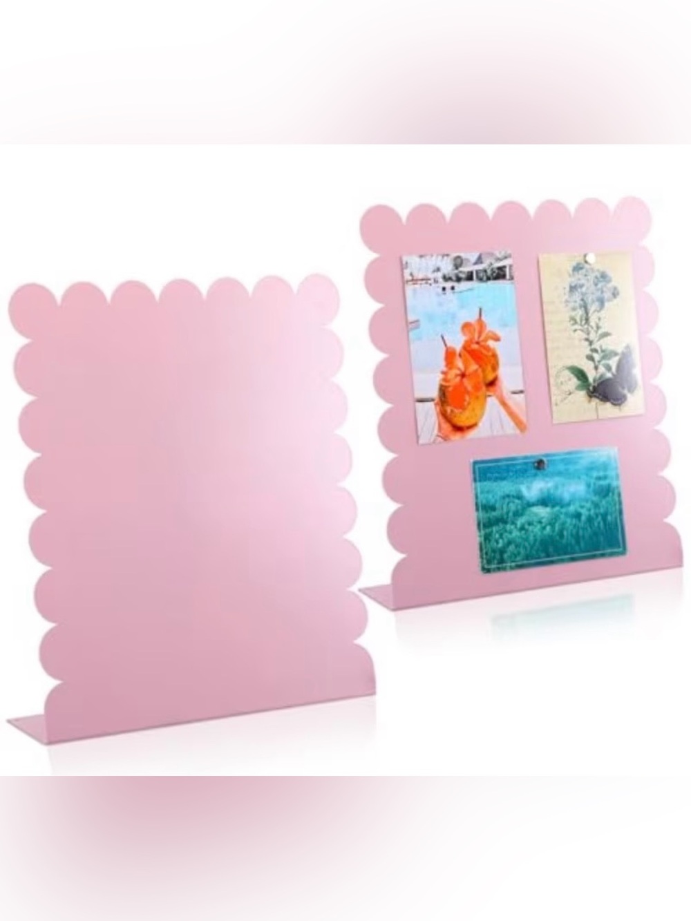 Pink Scalloped Magnetic Metal Memo Board - Decorative Desk Organizer